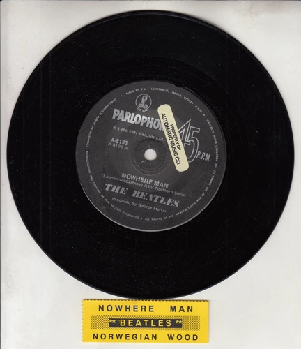 THE BEATLES Nowhere Man & Norwegian Wood 7" 45 rpm record RARE! + juke box strip