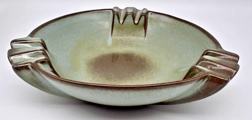 Vintage Frankoma Pottery Ceramic Ashtray Trinket Dish  #458 Plainsman Green  7"