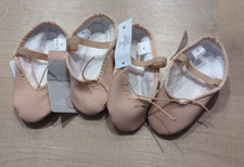 2 Danskin Now Girls Dance Ballet Shoes Size 9 Full Sole slippers Pink NWT
