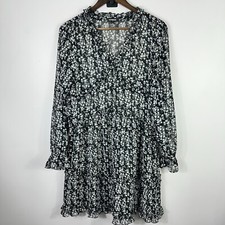 Express Black Floral Mini Dress Women M Cottagecore Coquette Fairy Romantic