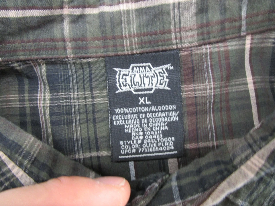 VTG Y2K MMA Elite Me's Plaid Long Sleeve button Up Shirt in Size XL READ - Изображение 3 из 4