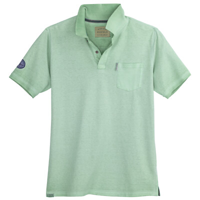 Redfield Used Look Poloshirt Übergröße grün geringelt
