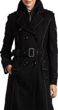 MISS SIXTY trench cappotto lana nero collo in maglia taglia XS