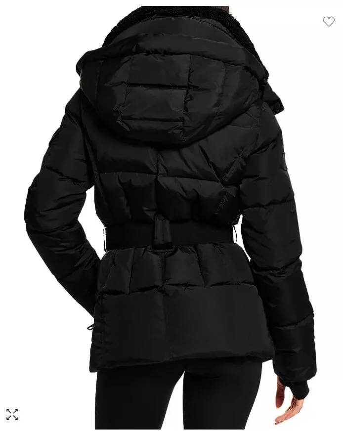 Black matte belted 2025 puffer jacket