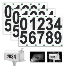 Reflective Mailbox Numbers Sticker, 3 Sets Large 0-9 Self 4" 3, black