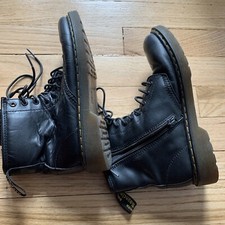 Dr Martens 1460 J Black Leather Lace Up Zip Combat Ankle Boots Youth Kids 4
