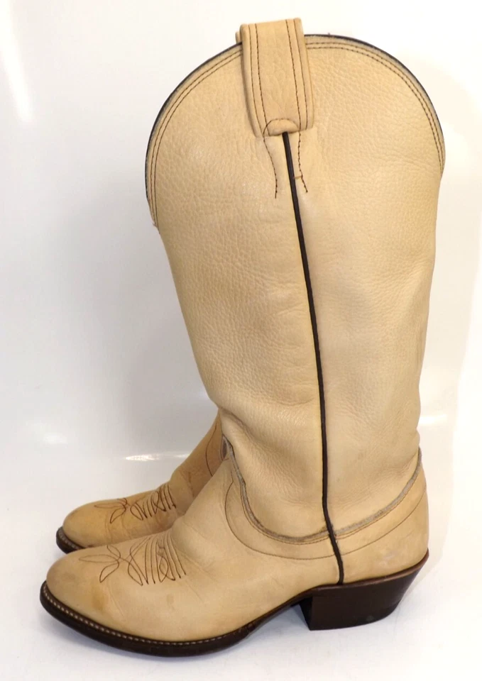 Botas vaqueras Olathe hechas en EE. UU. de cuero tostado - para hombre talla 8 E Foto 3 de 4