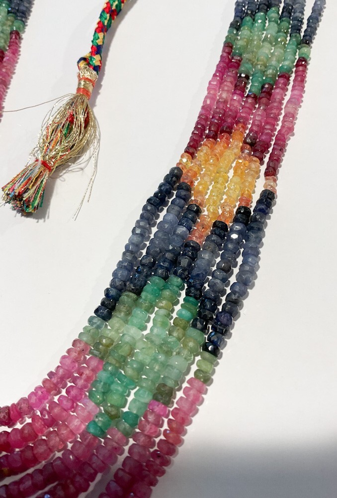 7 Strand Necklace Gemstone Ruby Emerald Sapphire … - image 4