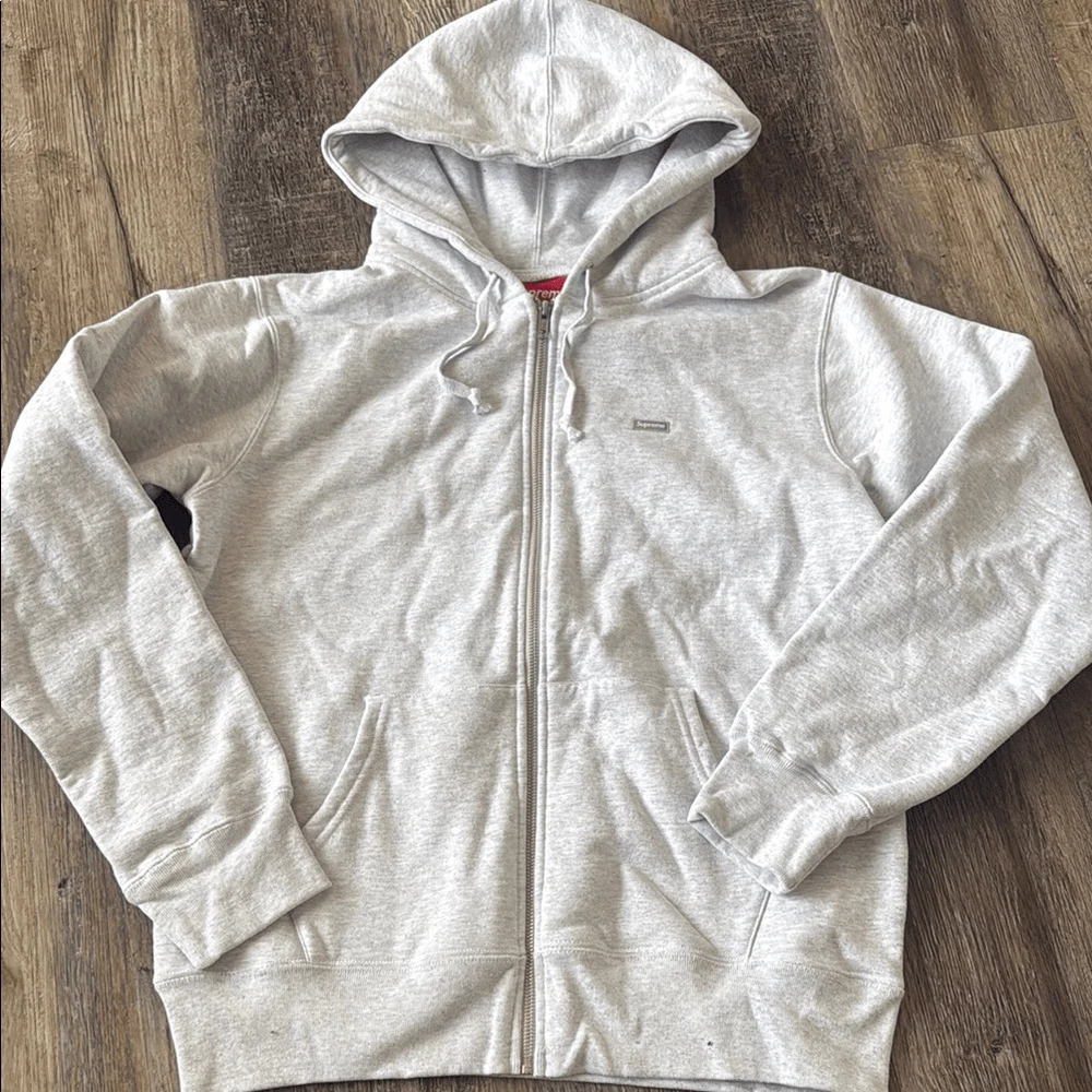 Sweat à capuche Supreme Reflective petite boîte gris frêne zippé moyen