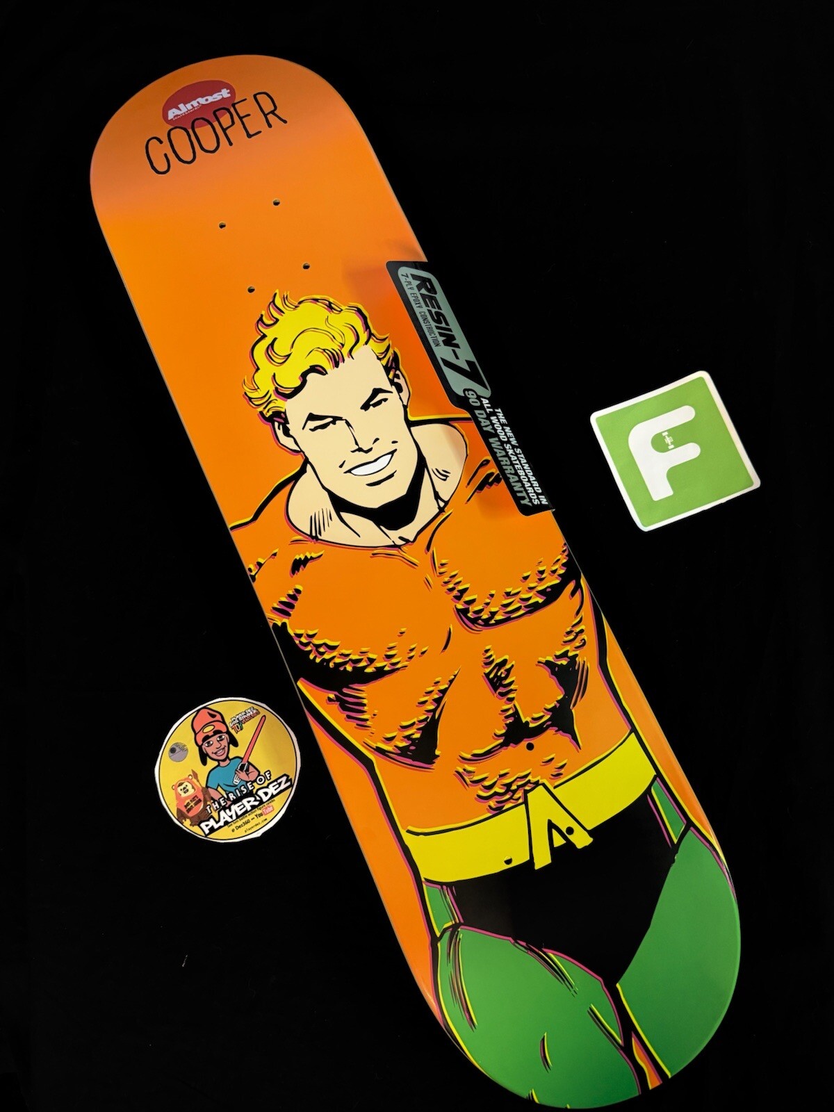 SUPER RARE Aquaman Wilt Cooper Almost DC  Superhero Comic Skateboard Deck Marvel