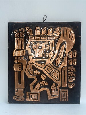 Vintage Aztec Mexican Culture Copper Wall Art 7x8 In | eBay