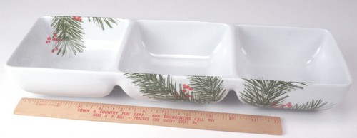 Plato para servir de tres compartimentos con diseño festivo de hoja perenne - Imagen 2 de 9