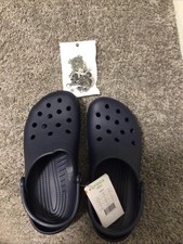 Crocs Classic Clog Navy Blue W9/M7 New with Tags Gothic MetalShoeCharms Bundle
