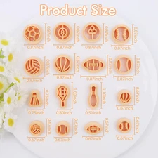 Sports Polymer Clay Cutters - 16 Pcs for Jewelry Making, Football, Baseball, ...