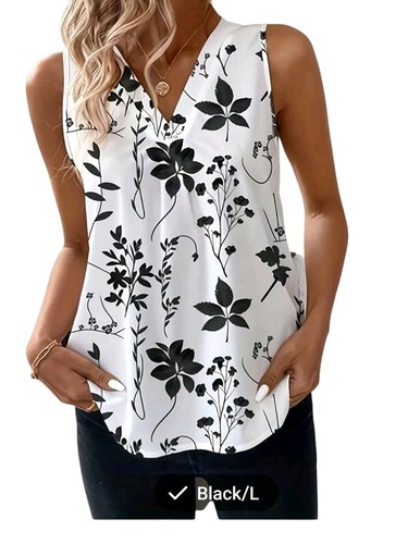 Women XL Tunic Top Blouse Shirt Casual Sleeveless Loose Dressy Summer New