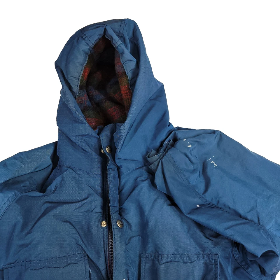 Vtg Woolrich Rain Jacket Coat Mens Medium Blue Waterproof Hooded USA Fall Winter - Image 3 of 4