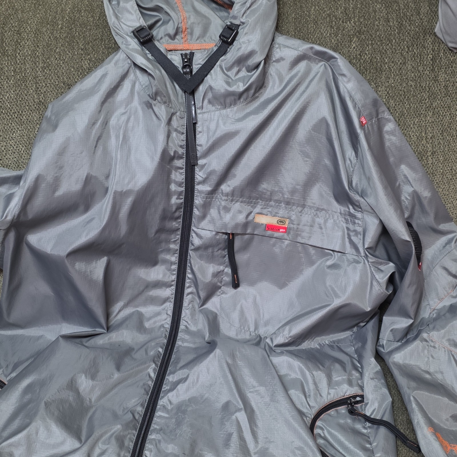 echo Collapsing Unit Gray Zip Windbreaker Jacket … - image 1