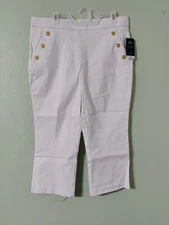 Counterparts Women's Embellished Slim White Ankle Pants  Size 16 NWT