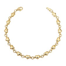 14K Gold Heart Link Bracelet