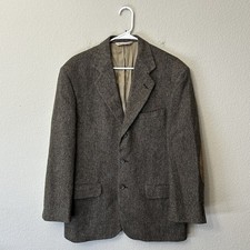 Vintage Stafford Tweed Herringbone Sport Coat Mens 40R Lambswool Elbow Patches