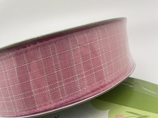 Member's Mark Wired Edge Premium Ribbon, 1.5"W x 50yds Pink Crosshatch Pattern