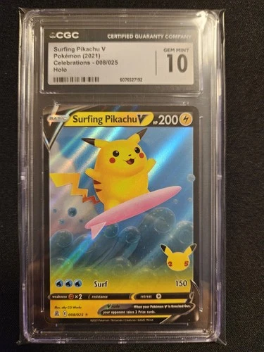 Surfing Pikachu V Celebrations 008/025 Ultra Rare Holo CGC 10 English