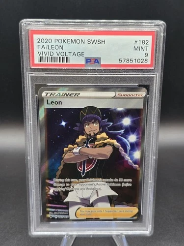 Pokemon Leon Vivid Voltage Ultra Rare Full Art #182 PSA 9 Mint
