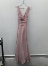 DB Studio Women's Mauve V-Neck Ruched Waist Maxi Gown Bridesmaid Dress Sz 12