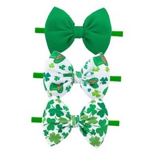 Baby Bows Headbands - Shamrock Headbands with Green Bows for Green Clover 1