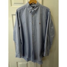 Ralph Lauren Yarmouth Mens 16-34 Light Blue 100 Cotton Oxford Button Down Shirt