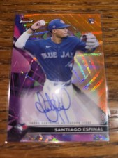 2021 Topps Finest Orange RC Ref Auto Santiago Espinal 17/25 Toronto Blue Jays
