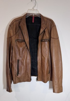 Men s Leather Jacket Made In Italy Cafe Racer Size M Medium IT 52 KikkAllegra