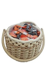 Wicker Sewing Basket Large With 200 Of  Embroidery Thread