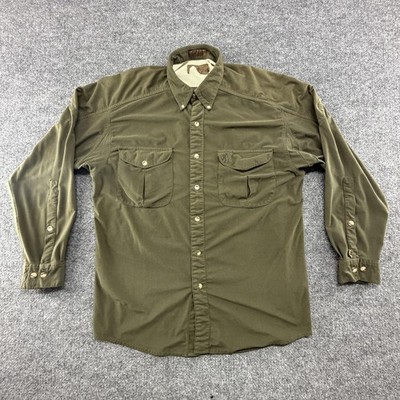 Browning Shirt Mens Large Green Buck Suede Lined Button Up Hunting Workwear