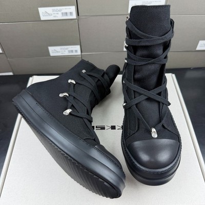  NEW Black Zip Rick Owens Men's Shoes DRKSHDW Hexa High-Top Canvas