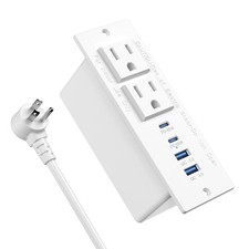 Conference Recessed Power Strip USB C Fast 65W USB-C Ports White