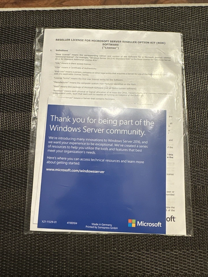 Microsoft Windows Server 2016 Standard 16-Core 5 Cal Terra Wortmann OEM ROK Used - Bild 2 von 2