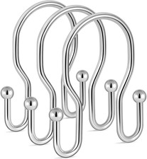 12 Pack Double Shower Curtain Hooks Rings, Double Sided Shower Curtain Hooks Ru