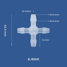 Clear 4 Way Hose Cross Water Pipe Plastic Tube Joint Aquarium Dia 2.4mm - 12.7mm