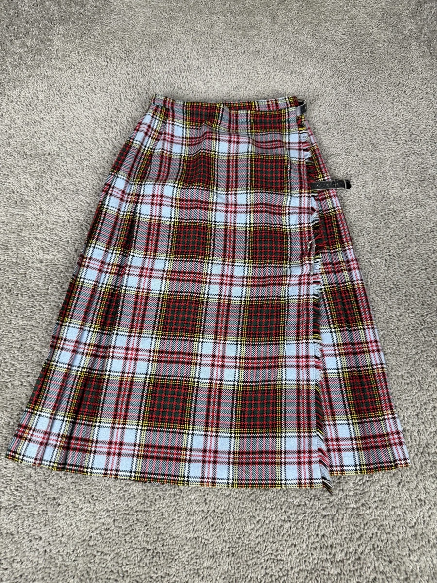 Jupe Longue Liz Claiborne En Laine 100% - Motif Plaid Multicolore - Style Fausse-robe Avec Franges - Taille 6 - Occasion Très Bon état