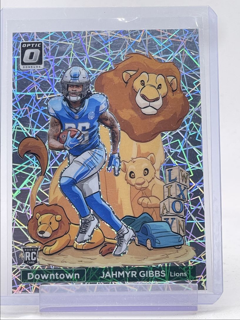 JAHMYR GIBBS 2023 DONRUSS OPTIC ROOKIE DOWNTOWN PRIZM SP #D-11 RC Q3312