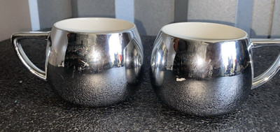 Starbucks Holiday 2013 Metallic Silver Mirror-Finish 14 oz Round Bulb Orb Mug