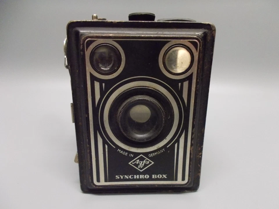 Agfa Synchro Box, cámara fotográfica enrollable, negra, vintage, rara. #K-479-02 Foto 2 de 3