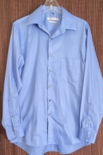 Geoffrey Beene Men's Wrinkle Free Solid Blue Dress Shirt 15.5 34/35