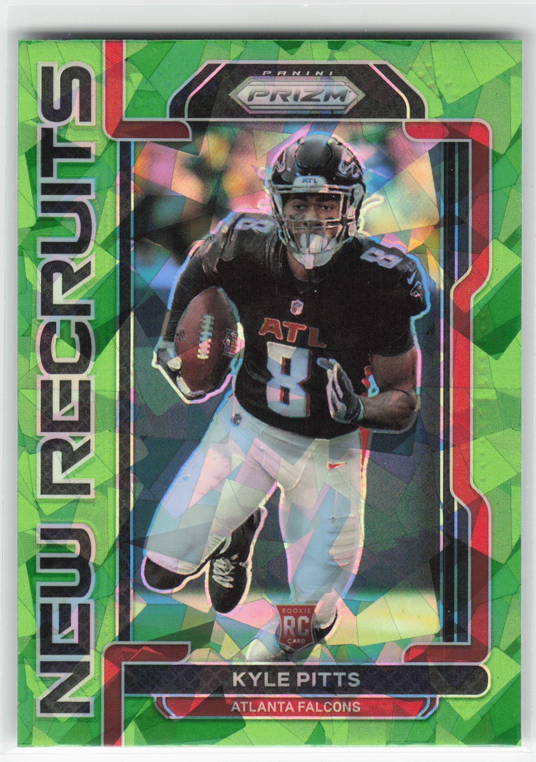 2021 Panini Prizm #NR-10 Kyle Pitts New Recruits Prizms Green Ice
