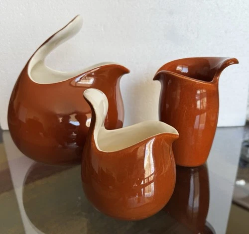 Rust Town And Country Pitchers Red Wing Eva Zeisel Syrup Water Creamer Jugs