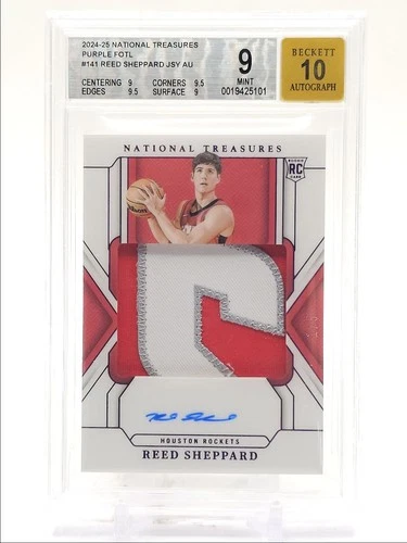 REED SHEPPARD 2024-25 NATIONAL TREASURES RPA PATCH RC AUTO 1/5 BGS 9 Q2754