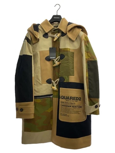 DSQUARED2 Cappotto Borsone Logo Patchwork Design Taglia:56 Lana Marrone Totale