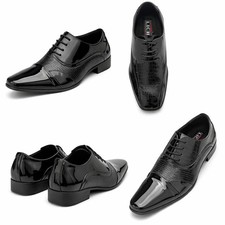 SCARPE UOMO CLASSICHE  LEGANTI LUCIDE nero vernice 40 41 42 43 44