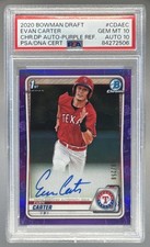 2020 Bowman Draft Evan Carter Chrome Pick Auto Purple Refractor /250 PSA 10/10